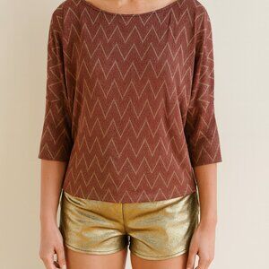 Missoni bronze gold chevron blouse size M